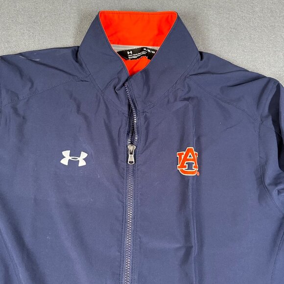 Auburn Tigers Mens XL Under Armour Navy Blue Full Zip Long Sleeve Windbreaker - Picture 4 of 10